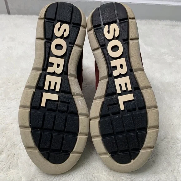 Sorel Women's Red Grey Explorer Joan Redwood Felt Waterproof Winter Boot Size 7 - Picture 13 of 13